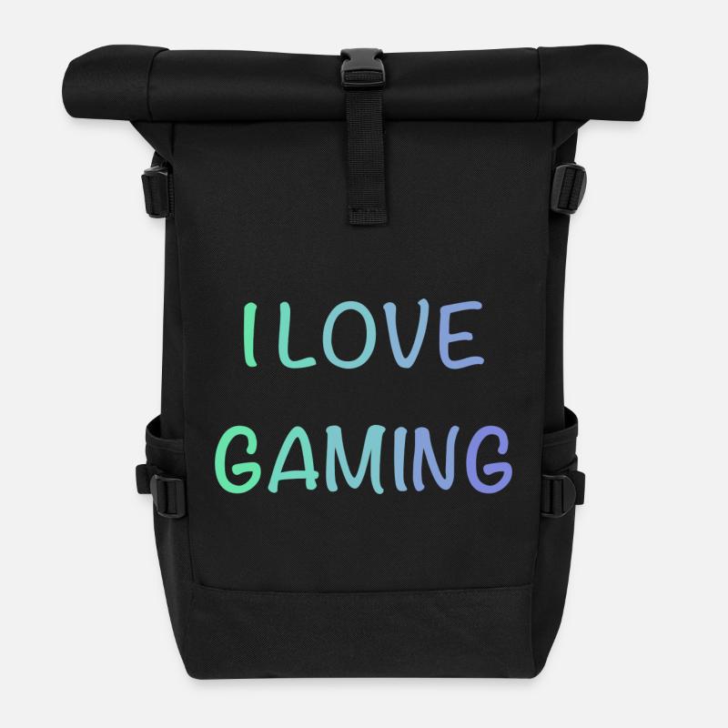 I Love Gaming - Rolltop Rucksack - Schwarz