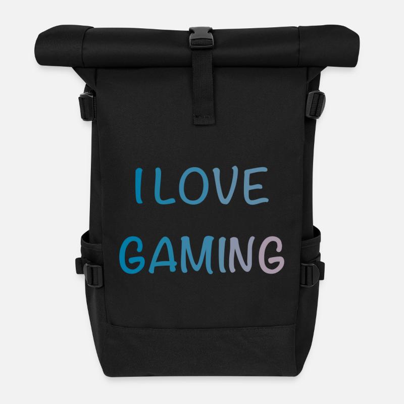 I Love Gaming Aquarell - Rolltop Rucksack - Schwarz