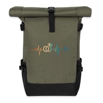 Heartbeat Retro Trauringe - Rolltop Rucksack - Olive/Schwarz - Vorne