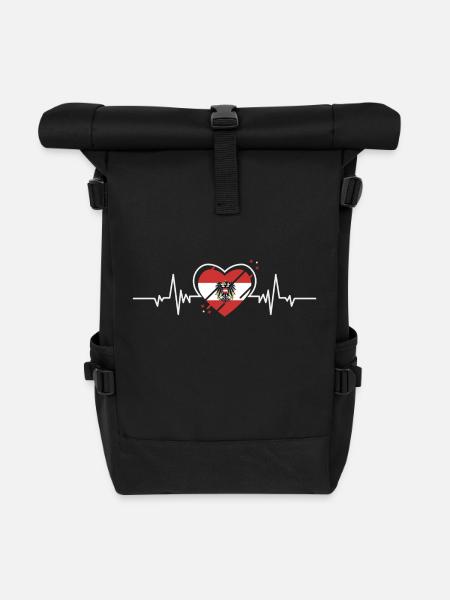 Herzschlag Österreich Flagge - Rolltop Rucksack - Schwarz
