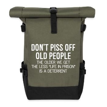 don't piss off old people - Rolltop Rucksack - Olive/Schwarz - Vorne