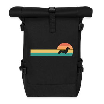 Hund Dackel - Rolltop Rucksack - Schwarz - Vorne