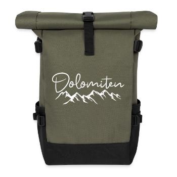 Dolomiten Alpen Berge - Rolltop Rucksack - Olive/Schwarz - Vorne