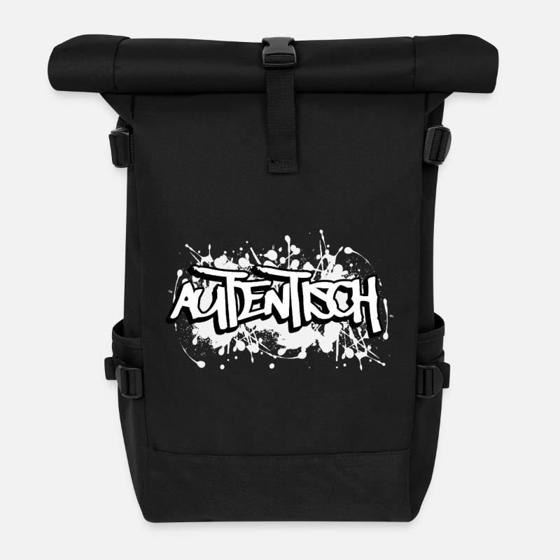 Autentisch Graffiti Schriftdesign - Rolltop Rucksack - Schwarz