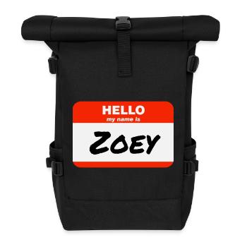 Bonjour, je m’appelle Zoey Étiquette Nom Étiquette - Sac à dos roll top - noir - Devant