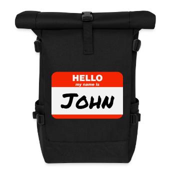 Hello My Name Is John Label Name Tag - Roll Top Backpack - black - Front