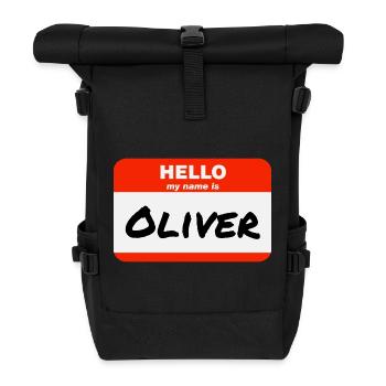 Hello My Name Is Oliver Label Name Tag - Roll Top Backpack - black - Front