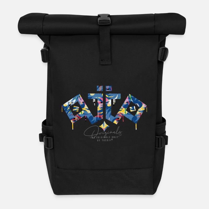 Ojio-Nur die OriginaleAbstrakte bunte Tropen - Rolltop Rucksack - Schwarz