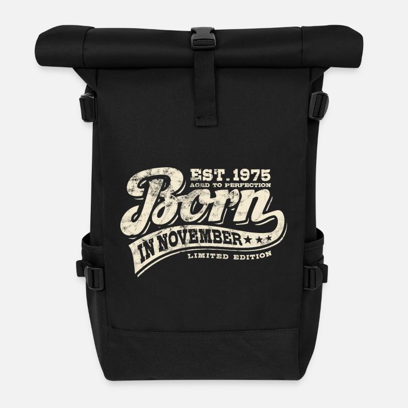 Born in November 1975 - Geburtstag - Geschenk - Rolltop Rucksack - Schwarz
