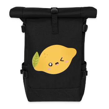 Lemon Kawaii - Rolltop Rucksack - Schwarz - Vorne