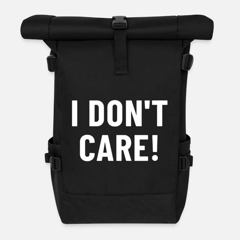 I Don't Care - Rolltop Rucksack - Schwarz