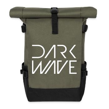 Dunkelwellen-Geometrischer Tee - Rolltop Rucksack - Olive/Schwarz - Vorne