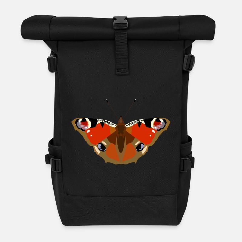 Schmetterlinge: Das Tagpfauenauge - Rolltop Rucksack - Schwarz
