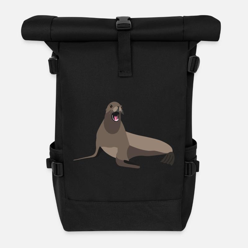 Seelöwenabdruck - Rolltop Rucksack - Schwarz