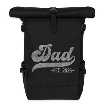 Dad EST. 2026 – Geschenk für neue Väter - Rolltop Rucksack - Schwarz - Vorne