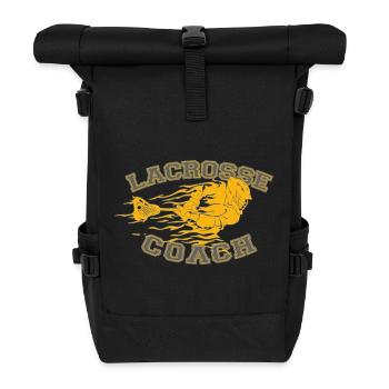 Flaming Lacrosse Coach Dynamic Sports Graphic Tee - Rolltop Rucksack - Schwarz - Vorne