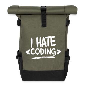 I Hate Coding Computer Web Programmer - Roll Top Backpack - olive/black - Front