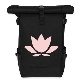 Fleur de lotus, symboles de yoga fleur de lotus, rose pastel - Sac à dos roll top - noir - Devant