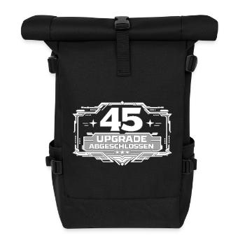 45 Upgrade Abgeschlossen Badge - Rolltop Rucksack - Schwarz - Vorne