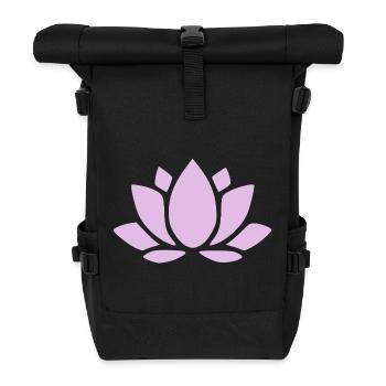 Lotus Flower Lotus Flower Violet Flower Flower Yoga - Roll Top Backpack - black - Front