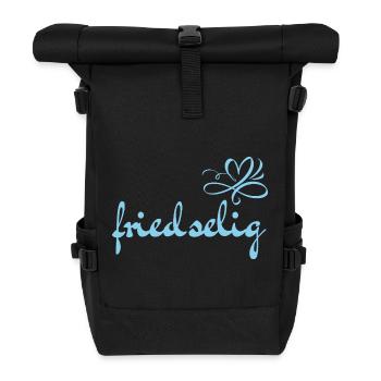 friedselig - Wortschätze - vergessene Wörter - Rolltop Rucksack - Schwarz - Vorne