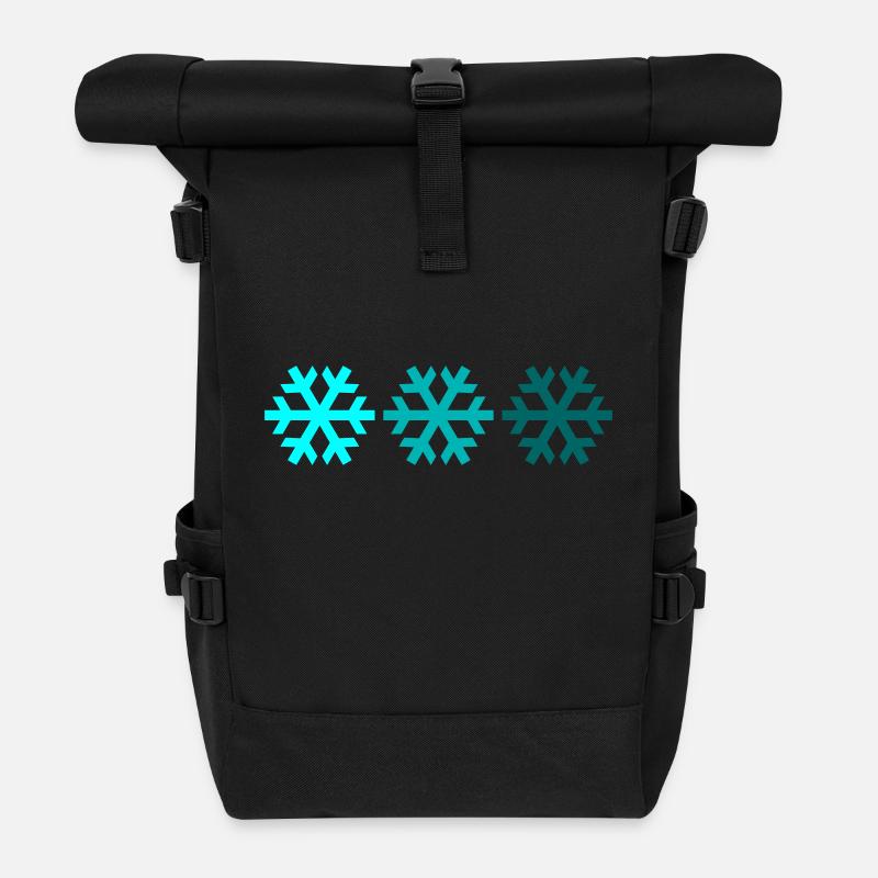 Drei Schneeflocken - Rolltop Rucksack - Schwarz