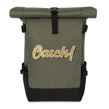 Oasch - Österreich Dialekt Mundart Sprache Arsch - Rolltop Rucksack - Olive/Schwarz - Vorne