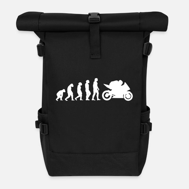 Motorrad Evolution - Rolltop Rucksack - Schwarz