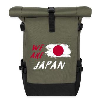 Wir sind Japan Flaggen Design - Rolltop Rucksack - Olive/Schwarz - Vorne