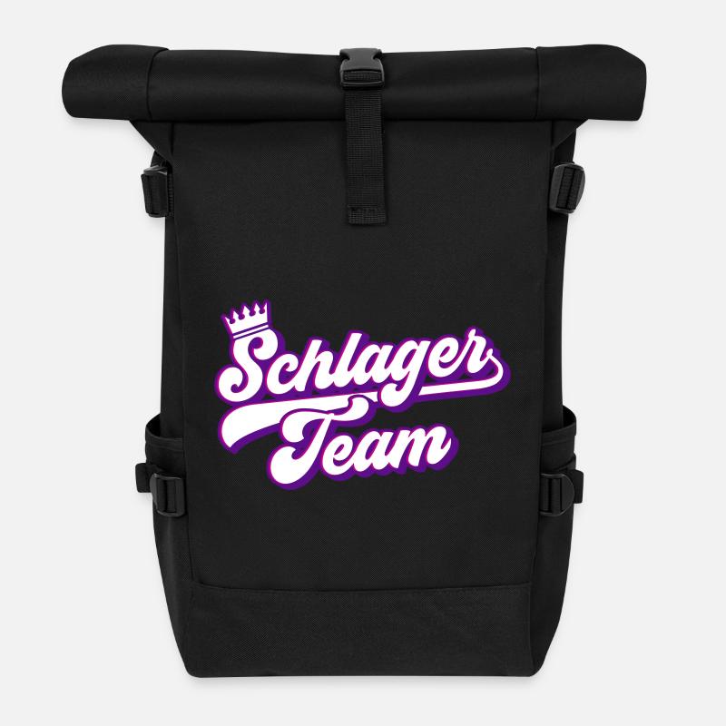 Schlager Team | Farben änderbar - Rolltop Rucksack - Schwarz