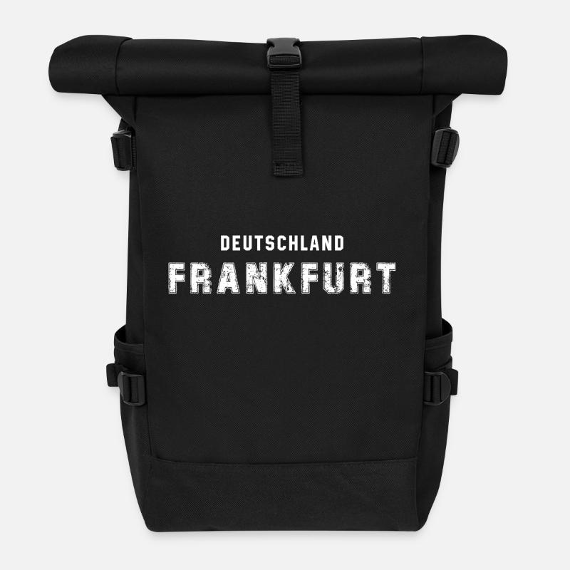 Germany Frankfurt - Urban Vintage Design - Roll Top Backpack - black