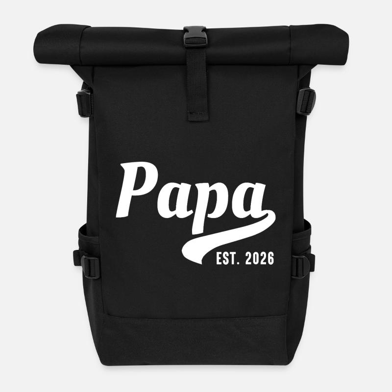 Papa established 2026 - Roll Top Backpack - black