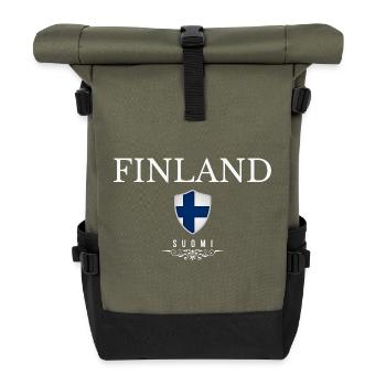 Finnish pride, minimalist sleek design - Roll Top Backpack - olive/black - Front