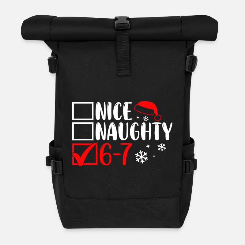 Funny Christmas Nice Naughty 67 - Rolltop Rucksack - Schwarz