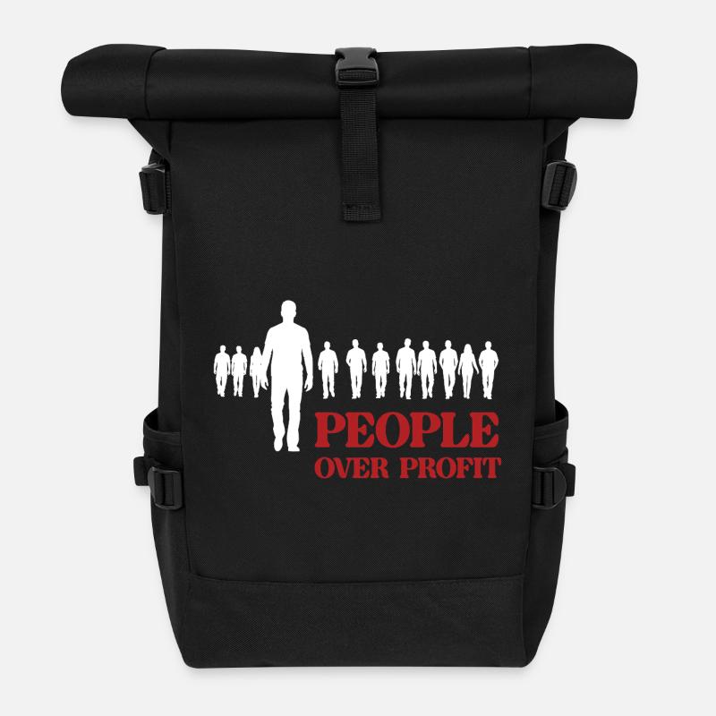 Menschen vor Profit - Rolltop Rucksack - Schwarz