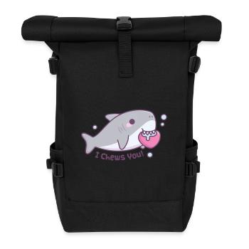 Le mignon requin mord le cœur Je te mâche Drôle - Sac à dos roll top - noir - Devant