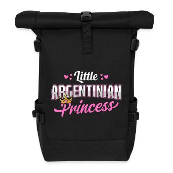 Argentinian Princess Pink Hearts Crown Design - Rolltop Rucksack - Schwarz - Vorne