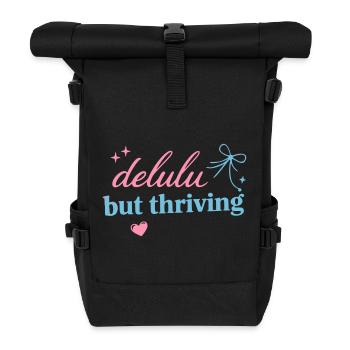 Delhu Thriving Script Logo - Rolltop Rucksack - Schwarz - Vorne