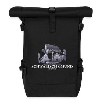 Schwäbisch Gmünd Nacht Motiv 3 - Rolltop Rucksack - Schwarz - Vorne