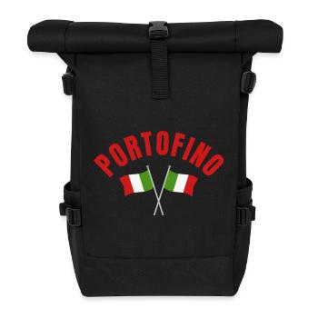 Emblème de Portofino croisant les drapeaux italiens - Sac à dos roll top - noir - Devant