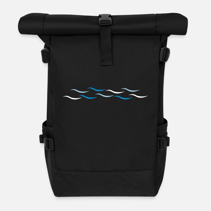 Waves - Roll Top Backpack - black