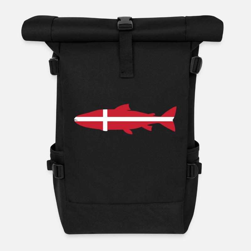 Lachs_Dänemark_umriss - Rolltop Rucksack - Schwarz