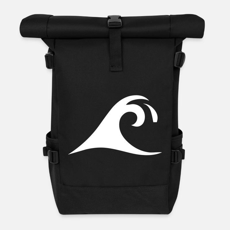 Welle Wellen - Rolltop Rucksack - Schwarz