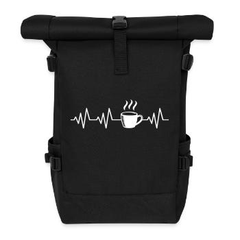 Tasse Kaffee EKG Herzschlag Kaffeeliebhaber Sucht - Rolltop Rucksack - Schwarz - Vorne