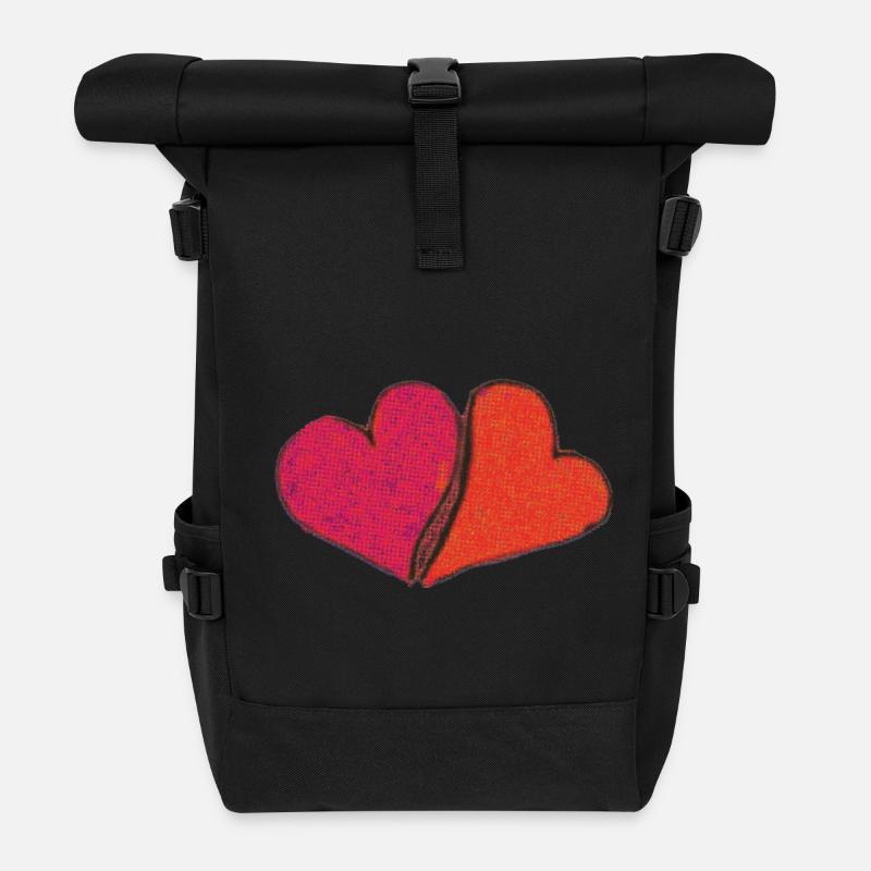 Herzen - Rolltop Rucksack - Schwarz