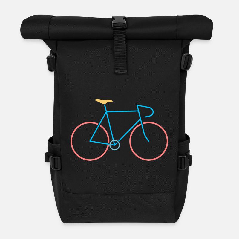 Vélo de course rouge bleu - Sac à dos roll top - noir