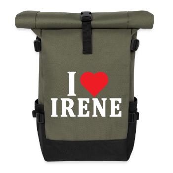 T-Shirt Ich liebe Irene T-Shirt Geschenkidee - Rolltop Rucksack - Olive/Schwarz - Vorne
