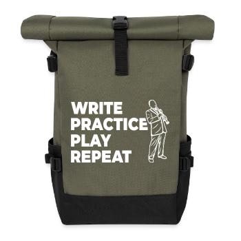 Écrire, pratiquer, jouer, répéter - Sac à dos roll top - olive/noir - Devant