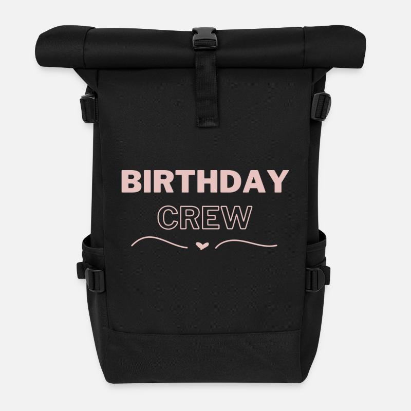 Birthday Crew - Rolltop Rucksack - Schwarz