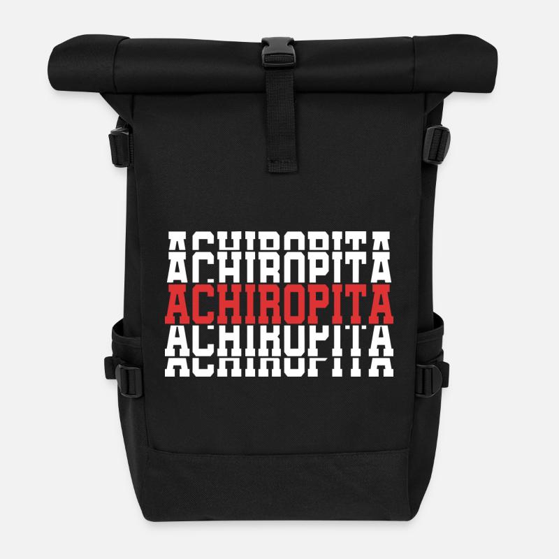 Achiropita stacked text t-shirt - Roll Top Backpack - black